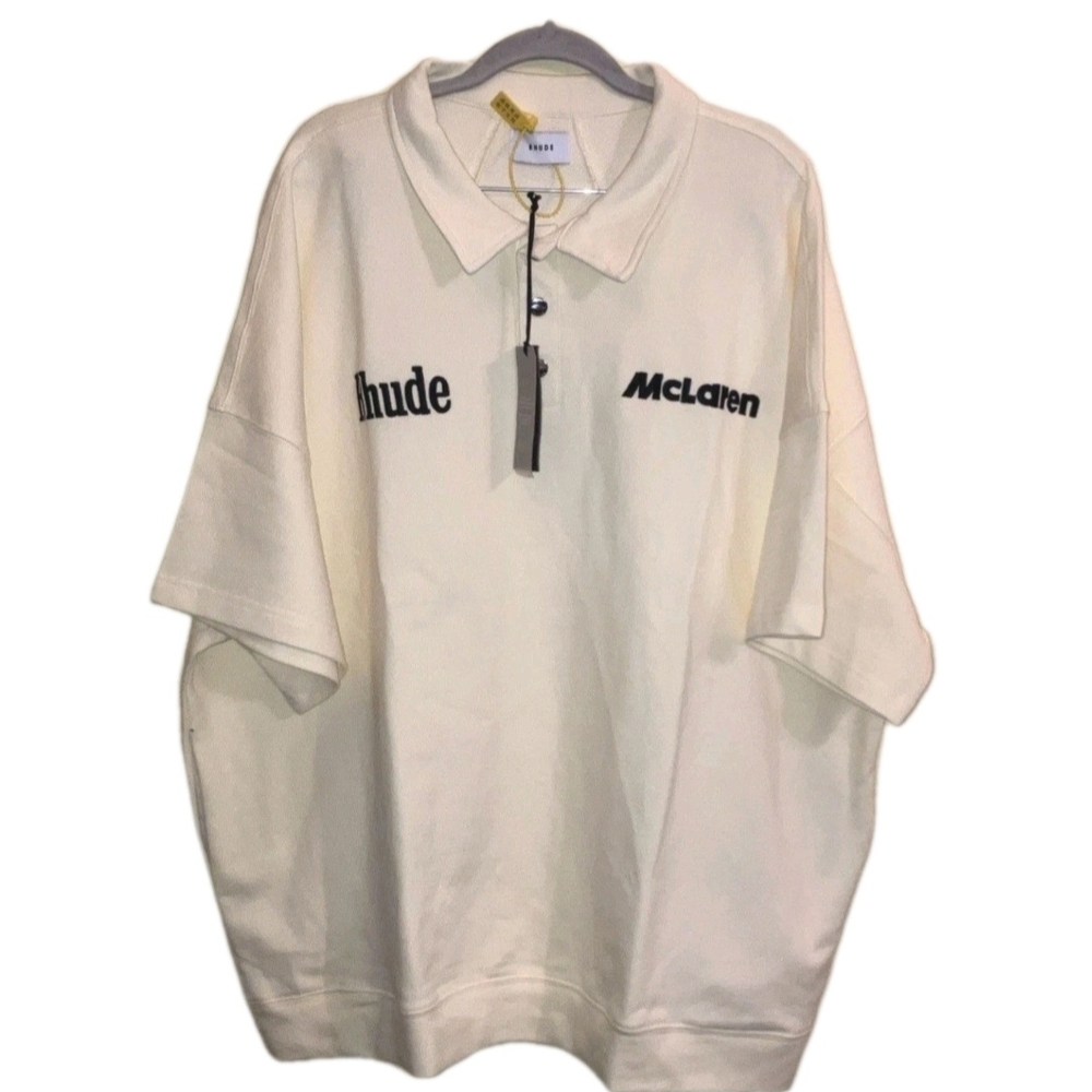 Rhude x McLaren Racer Oversized Polo Shirt (Cream) Size: XL - NWT - Picture 5 of 8